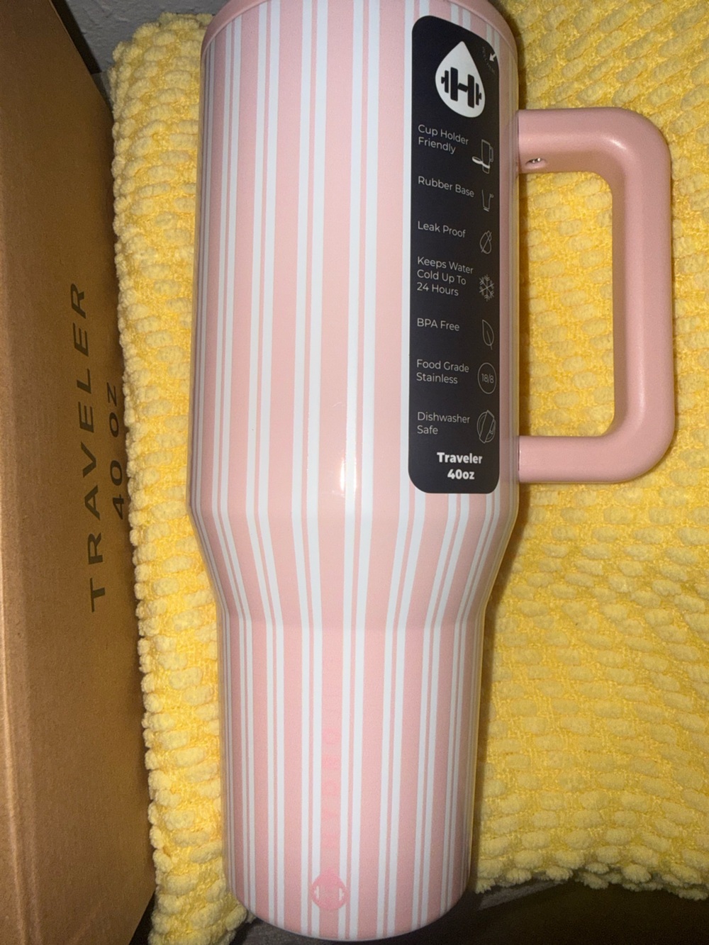 HydroJug Pink and White Striped Traveler Water Bottle
